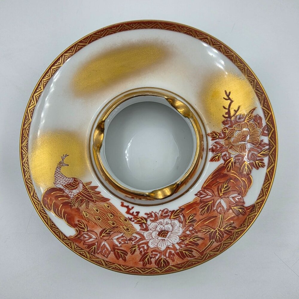 Kutani Peacock & Peony Water Well or Ashtray From the Meiji Period - Picture 5 of 9